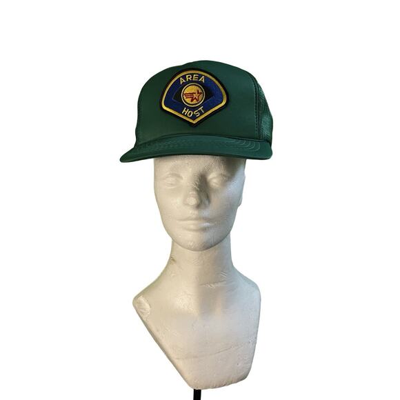 Vintage Area Host Trucker Hat Green Mesh SnapBack Patch Cap - Picture 1 of 4